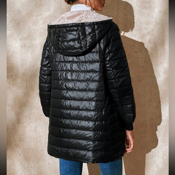 Luxe quilted teddy lined hooded jacket - Picture 5 of 16